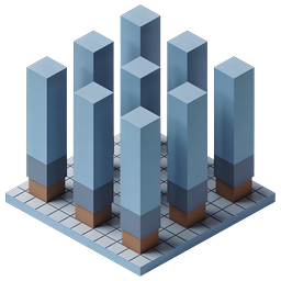 Isometric Bar Chart Icon - 3D Data Visualization