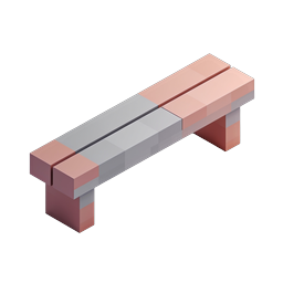 Isometric Bench Icon | Modern Pink & Gray Furniture Design