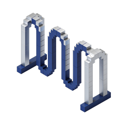Isometric Block Arches Icon | 3D Voxel Architecture Design