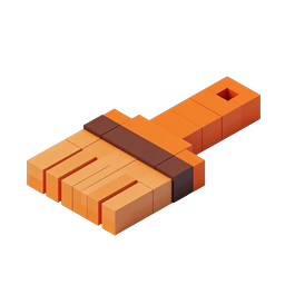 Isometrisches Blockbürsten-Icon | 3D Voxel Reinigungswerkzeug