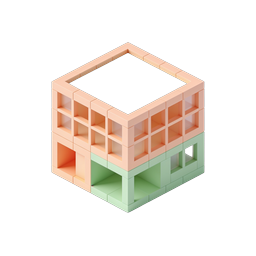 Isometric Block Building Icon - Pastel 3D Architecture