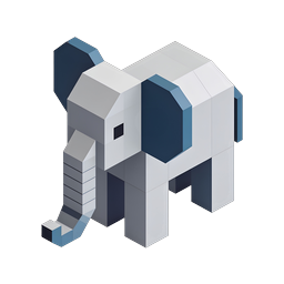 Isometric Block Elephant 3D Icon | Geometric Wildlife Design