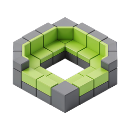 Isometric Block Frame 3D Icon - Green & Gray Cubes