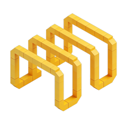 Isometric Yellow Block Grid Icon | 3D Geometric Framework