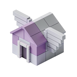 Isometric Block House Icon - 3D Voxel Style Home