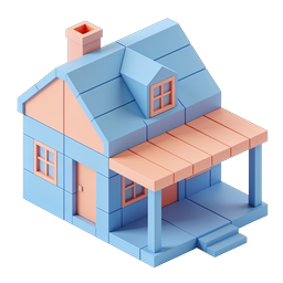 Icona casa a blocchi isometrica - Illustrazione casa 3D