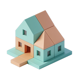 Isometric Block House Icon - 3D Geometric Home Design
