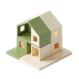 Ícone de Casa em Bloco Isométrica - Gráfico Imobiliário 3D Moderno