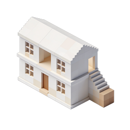 Isometric Block House Icon | 3D Building Toy Style