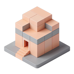 Icona casa a blocchi isometrica - Miniatura edificio 3D