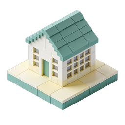 Isometric Block House Icon - 3D Voxel Building