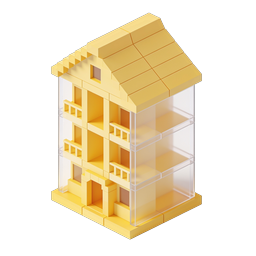 Isometric Block House - 3D Building Icon