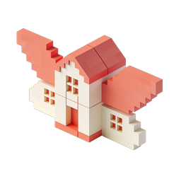 Isometric Block House Icon - 3D Pixel Architecture