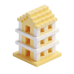 Icône de maison en blocs isométrique - Design de blocs de construction 3D