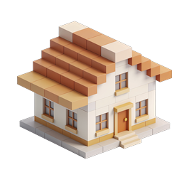 Isometric Block House 3D Icon for Real Estate & Games