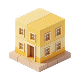 Isometric Block House Icon - 3D Building Illustration