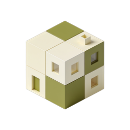等轴测方块房屋图标 - 现代 3D 建筑