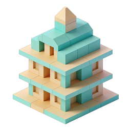 Isometric Block Pyramid Icon - Tiered 3D Structure