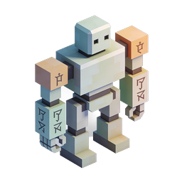 Isometric Block Robot 3D Character Icon