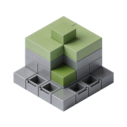 Isometric Block Structure Icon - Modular 3D Design