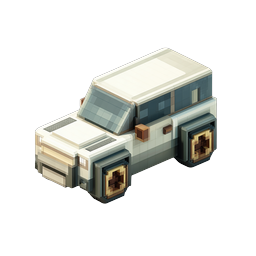Ícone de Veículo Isométrico em Blocos - Carro Estilo 3D Voxel