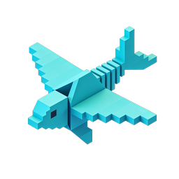 Isometric Cyan Voxel Bird Icon - 3D Block Art Design