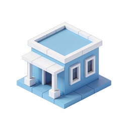 Isometric Blue House Icon | Modern 3D Home Design