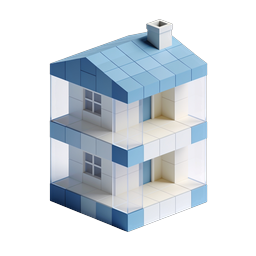 Isometrisches blaues Haus-Icon - Modernes 3D-Architekturdesign