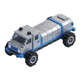 Isometrisches blaues LKW 3D Voxel-Icon für Transport