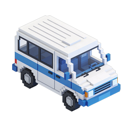 Isometric Blue Van Icon - 3D Voxel Style Vehicle