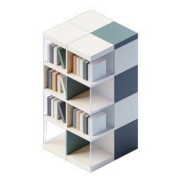 Isometric Bookshelf Icon - Modern 3D Storage Design