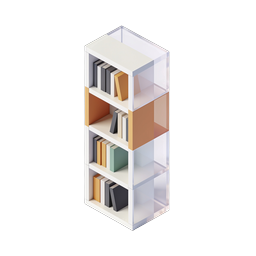 Isometric 3D Bookshelf Icon for Education & Library Apps