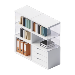 Isometric Bookshelf and Storage Cabinet Icon