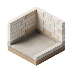 Isometric Brick Wall Corner Construction Icon