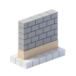 Isometric Brick Wall Icon - 3D Construction Graphic