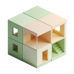 3D-иконка изометрических модульных строительных блоков