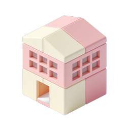 Isometric Building Icon | Pink Pastel 3D House Design