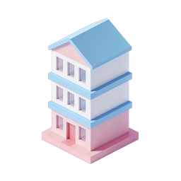 Isometric Building Icon - 3D Pastel House Illustration