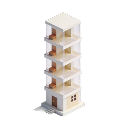 Изометрическая иконка здания - Современная 3D иллюстрация жилого дома