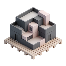 Isometric Modern Building on Wooden Pallet Icon