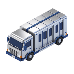 Biểu tượng xe buýt Pixel Art Isometric | Vận tải 3D Voxel