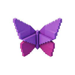 Isometric Pixel Butterfly Icon - Purple & Magenta 3D Design