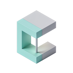 Isometric 3D Letter C Icon | Mint Green Block Design