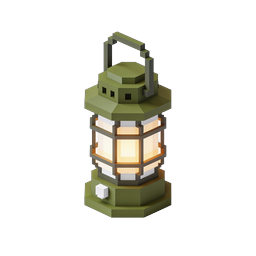 Isometric Camping Lantern Icon - 3D Glowing Light