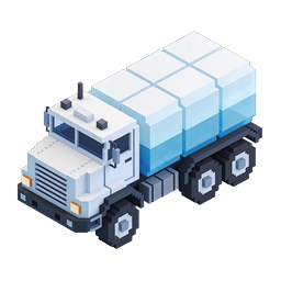 Isometric Cargo Truck Delivery Icon | 3D Voxel Style