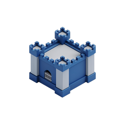 Isometric Blue Castle Icon for Games & Apps