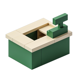 Isometric Checkout Counter Icon – 3D POS Terminal Illustration