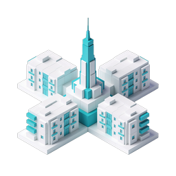Isometric City Block Icon - Modern Urban Buildings 3D