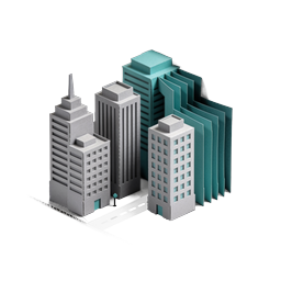Isometric City Diorama Icon - 3D Paper Craft Cityscape