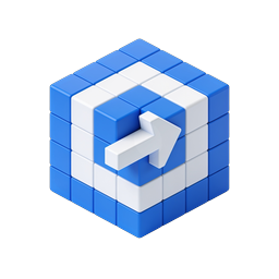 Isometric Blue Cube Arrow Icon | 3D Direction Block